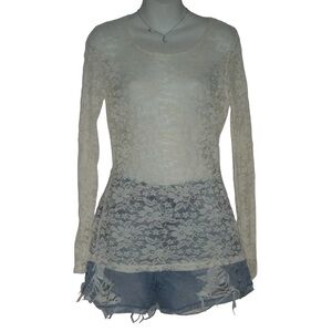 Maurices Blouse Lace Sheer 90210 Brenda 90's Style Grunge Boho Western Romantic